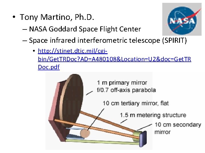  • Tony Martino, Ph. D. – NASA Goddard Space Flight Center – Space