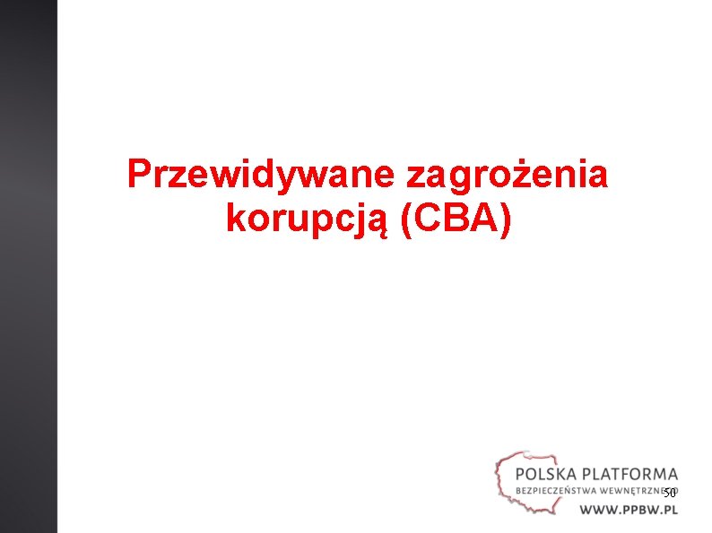 Przewidywane zagrożenia korupcją (CBA) 50 