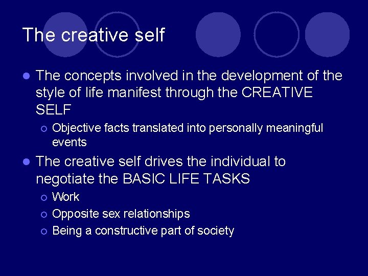 The creative self l The concepts involved in the development of the style of