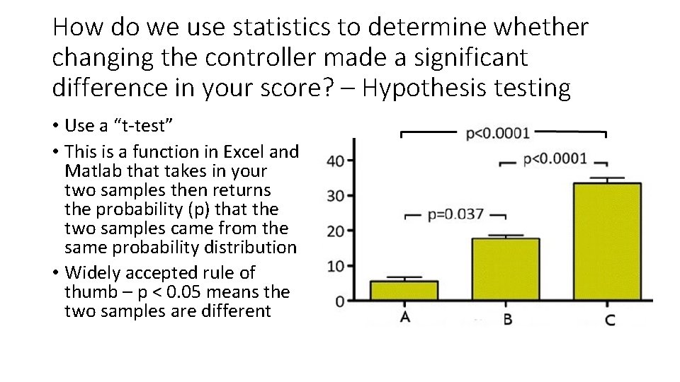 How do we use statistics to determine whether changing the controller made a significant How do we use statistics to determine whether changing the controller made a significant