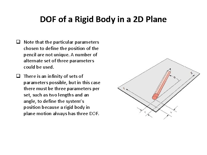 DOF of a Rigid Body in a 2 D Plane q Note that the DOF of a Rigid Body in a 2 D Plane q Note that the