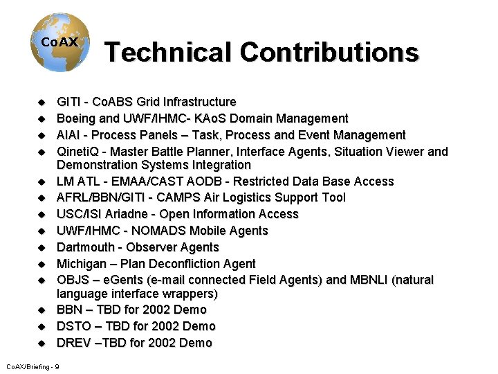 Co. AX u u u u Technical Contributions GITI - Co. ABS Grid Infrastructure