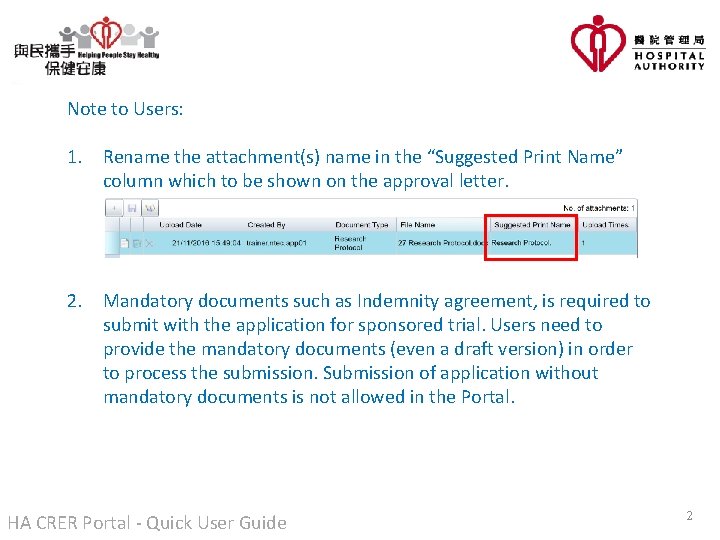 Note to Users: 1. Rename the attachment(s) name in the “Suggested Print Name” column Note to Users: 1. Rename the attachment(s) name in the “Suggested Print Name” column