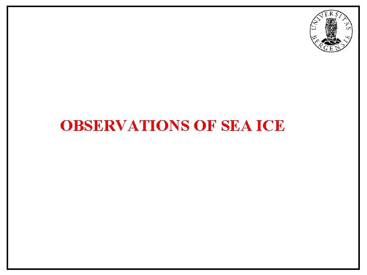 OBSERVATIONS OF SEA ICE 