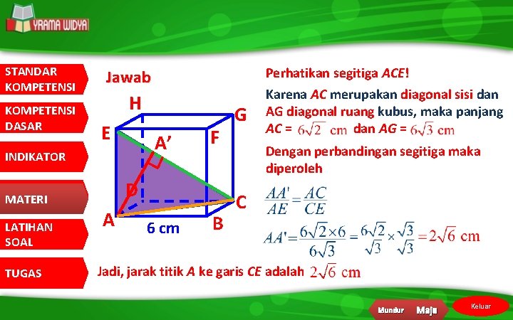 STANDAR KOMPETENSI DASAR H E A’ INDIKATOR TUGAS F D MATERI LATIHAN SOAL Perhatikan