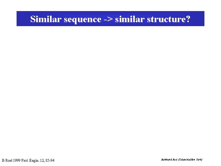 Similar sequence -> similar structure? B Rost 1999 Prot. Engin. : 12, 85 -94