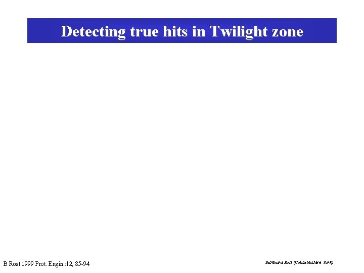 Detecting true hits in Twilight zone B Rost 1999 Prot. Engin. : 12, 85