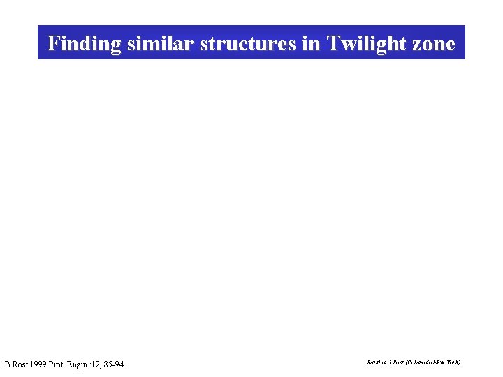 Finding similar structures in Twilight zone B Rost 1999 Prot. Engin. : 12, 85