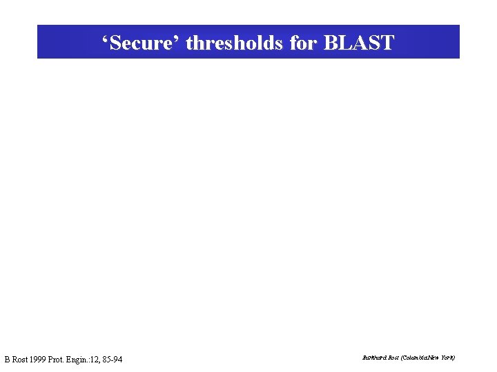 ‘Secure’ thresholds for BLAST B Rost 1999 Prot. Engin. : 12, 85 -94 Burkhard