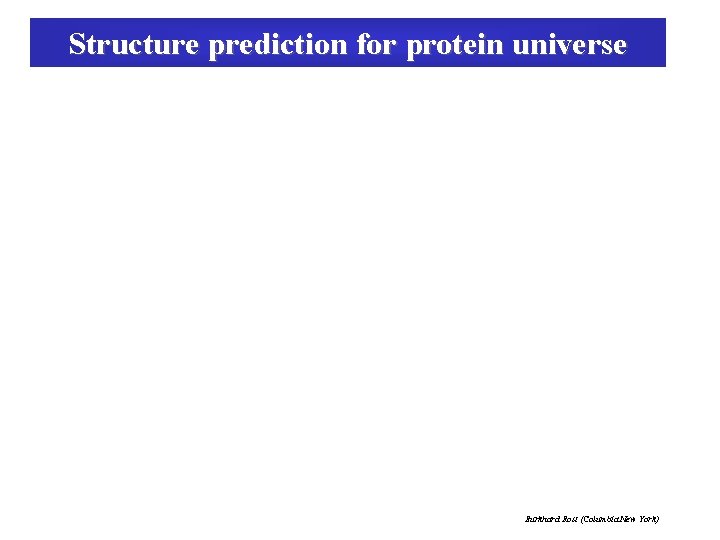 Structure prediction for protein universe Burkhard Rost (Columbia New York) 