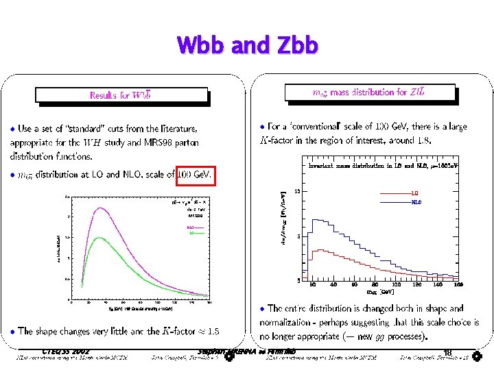 Wbb and Zbb CTEQ SS 2002 Stephen MRENNA Fermilab 18 