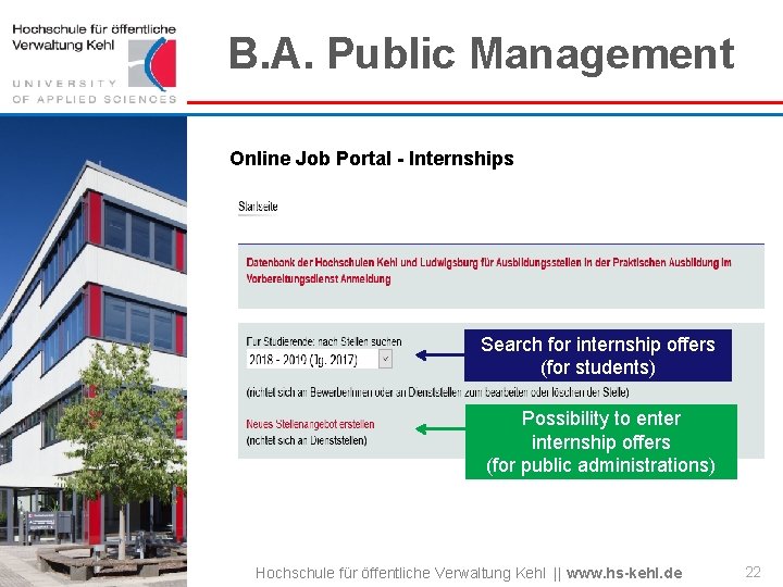 B. A. Public Management Online Job Portal - Internships Search for internship offers (for