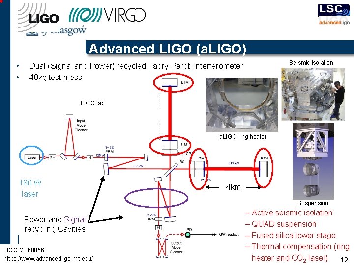 Advanced LIGO (a. LIGO) • • Seismic isolation Dual (Signal and Power) recycled Fabry-Perot