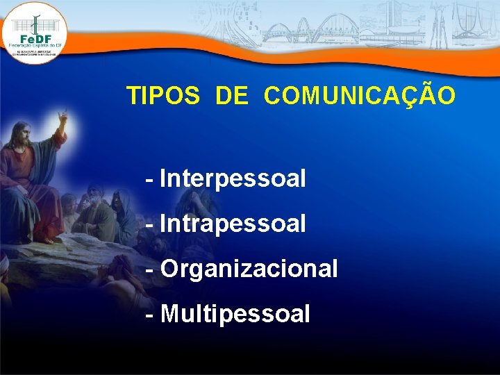 TIPOS DE COMUNICAÇÃO - Interpessoal - Intrapessoal - Organizacional - Multipessoal 