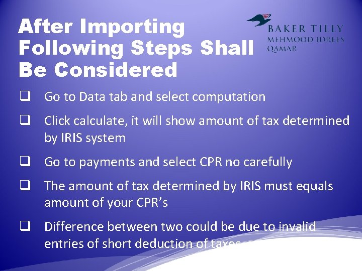 After Importing Following Steps Shall Be Considered q Go to Data tab and select