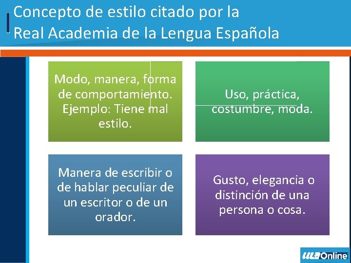 Concepto de estilo citado por la Real Academia de la Lengua Española Modo, manera,