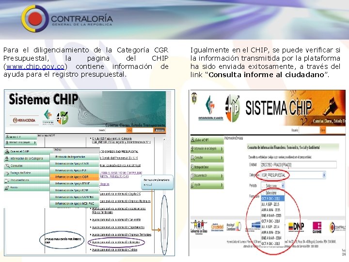 Para el diligenciamiento de la Categoría CGR Presupuestal, la pagina del CHIP (www. chip.