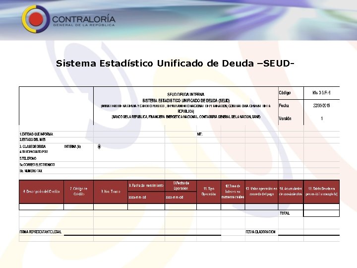 Sistema Estadístico Unificado de Deuda –SEUD- 