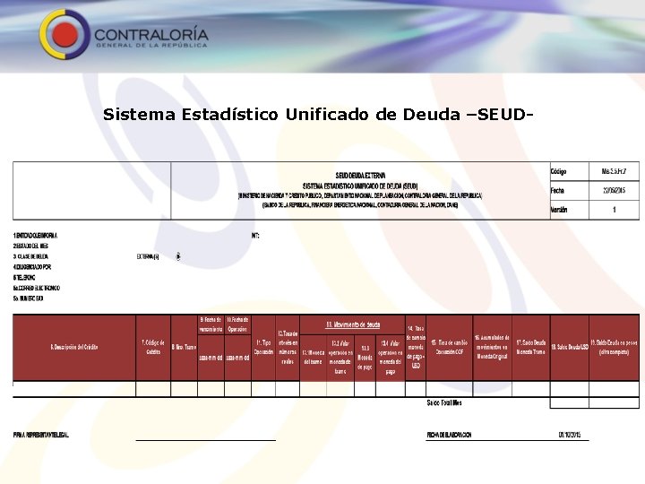 Sistema Estadístico Unificado de Deuda –SEUD- 