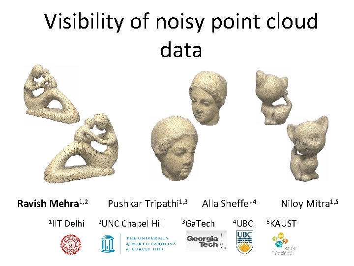 Visibility of noisy point cloud data Ravish Mehra 1, 2 1 IIT Delhi Pushkar