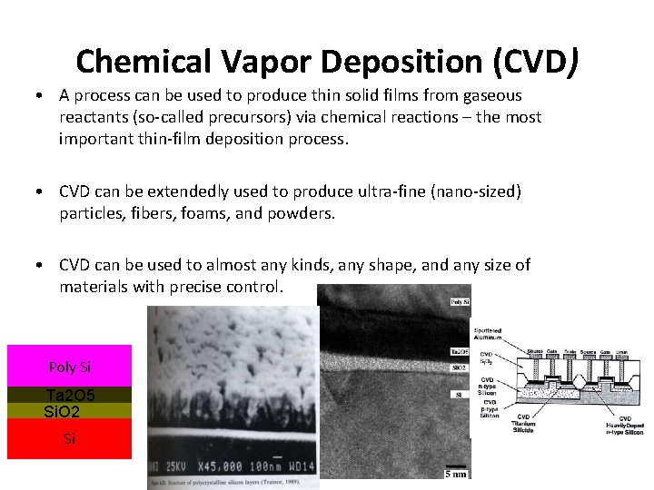 Chemical Vapor Deposition (CVD) • A process can be used to produce thin solid Chemical Vapor Deposition (CVD) • A process can be used to produce thin solid