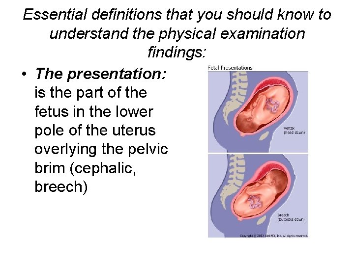 Essential definitions that you should know to understand the physical examination findings: • The