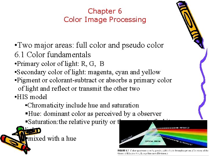 Chapter 6 Color Image Processing • Two major areas: full color and pseudo color