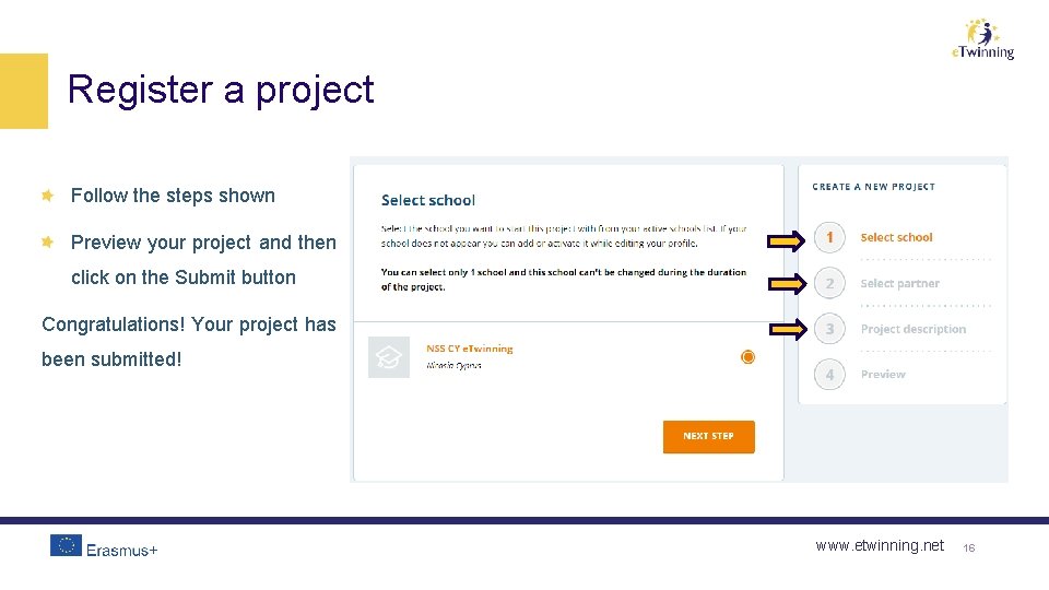 Register a project Follow the steps shown Preview your project and then click on