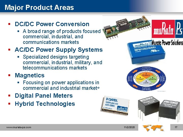 Major Product Areas § DC/DC Power Conversion § A broad range of products focused