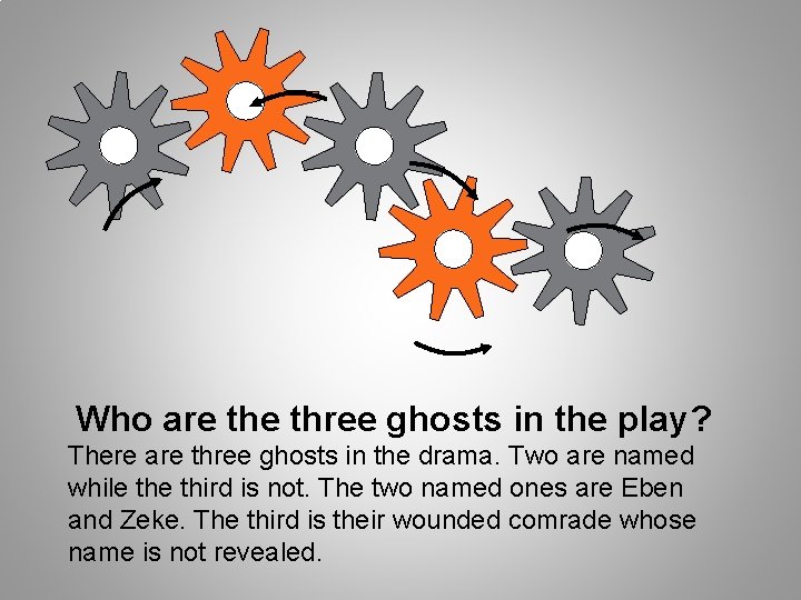 Who are three ghosts in the play? There are three ghosts in the drama.