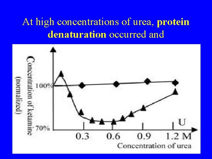 At high concentrations of urea, protein denaturation occurred and 