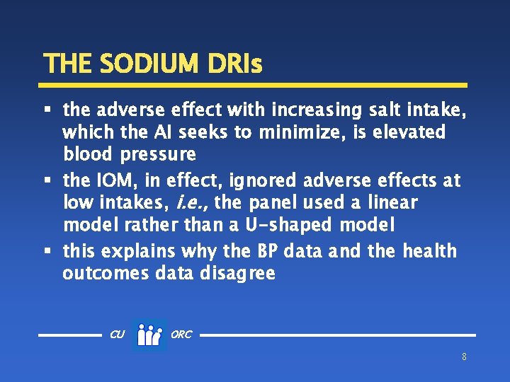 THE SODIUM DRIs § the adverse effect with increasing salt intake, which the AI