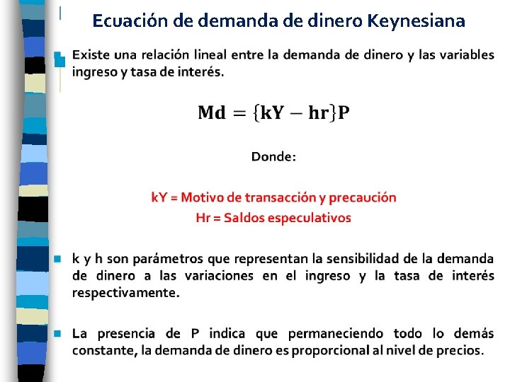 Ecuación de demanda de dinero Keynesiana n 