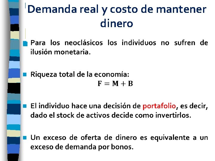 Demanda real y costo de mantener dinero n 