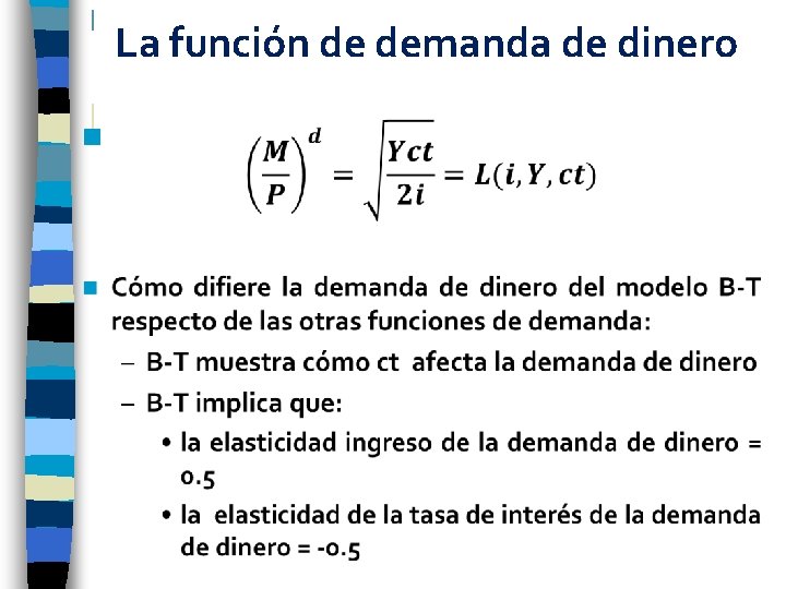 La función de demanda de dinero n 