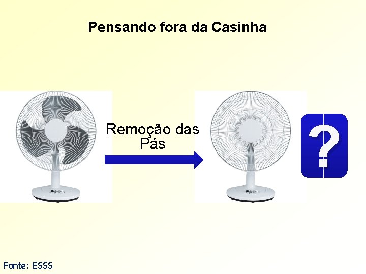 Pensando fora da Casinha Remoção das Pás Fonte: ESSS ? Pensando fora da Casinha Remoção das Pás Fonte: ESSS ?