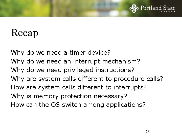 Recap Why Why How do we need a timer device? do we need an