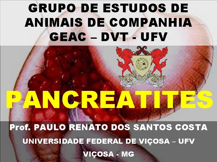 GRUPO DE ESTUDOS DE ANIMAIS DE COMPANHIA GEAC – DVT - UFV PANCREATITES Prof.