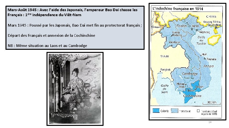 Mars-Août 1945 : Avec l’aide des Japonais, l’empereur Bao Dai chasse les Français :