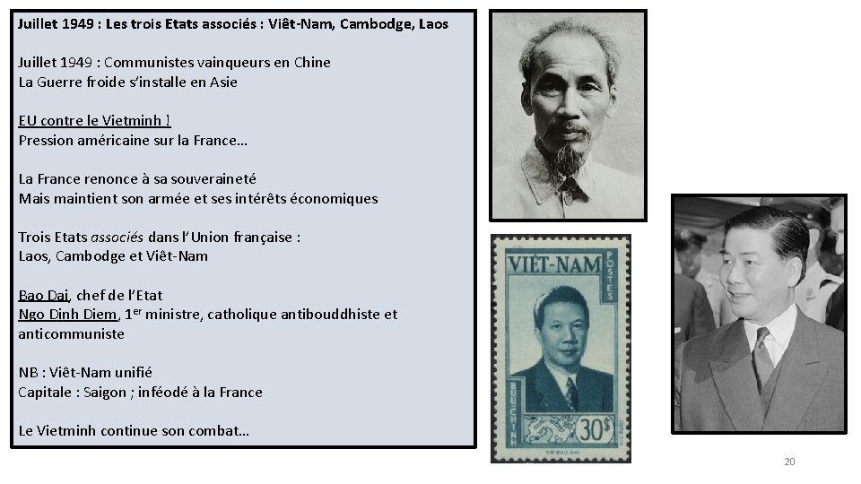 Juillet 1949 : Les trois Etats associés : Viêt-Nam, Cambodge, Laos Juillet 1949 :