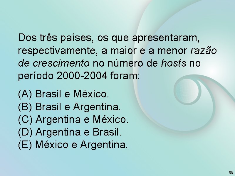 Dos três países, os que apresentaram, respectivamente, a maior e a menor razão de