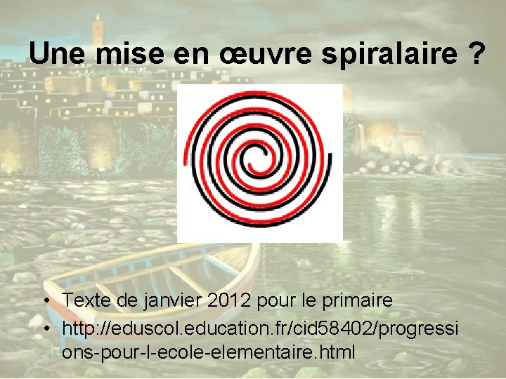 Une mise en œuvre spiralaire ? • Texte de janvier 2012 pour le primaire