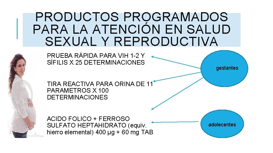 PRODUCTOS PROGRAMADOS PARA LA ATENCIÓN EN SALUD SEXUAL Y REPRODUCTIVA PRUEBA RÁPIDA PARA VIH