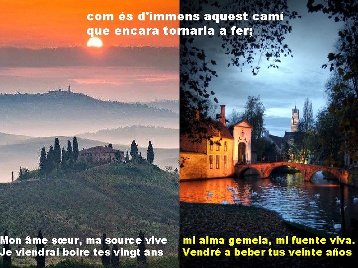 com és d'immens aquest camí que encara tornaria a fer; Mon âme sœur, ma