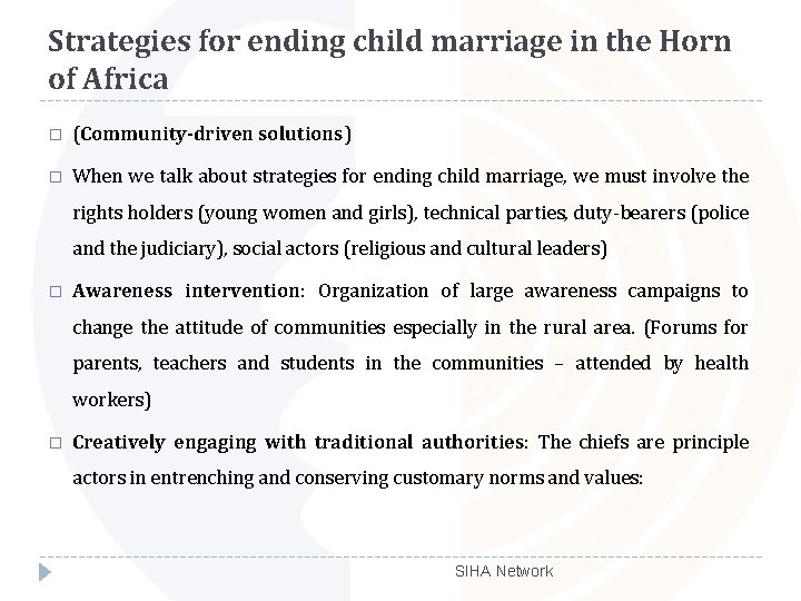 Strategies for ending child marriage in the Horn of Africa � (Community-driven solutions) �