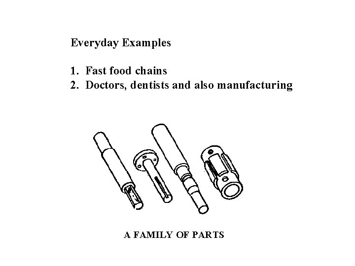 Everyday Examples 1. Fast food chains 2. Doctors, dentists and also manufacturing A FAMILY