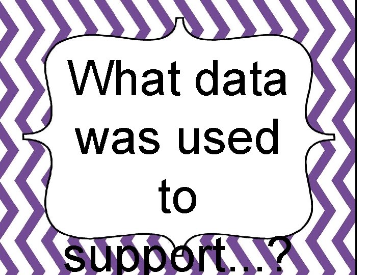 What data was used to support. . . ? 