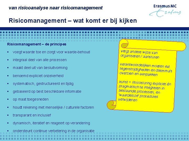 van risicoanalyse naar risicomanagement Risicomanagement – wat komt er bij kijken Risicomanagement – de