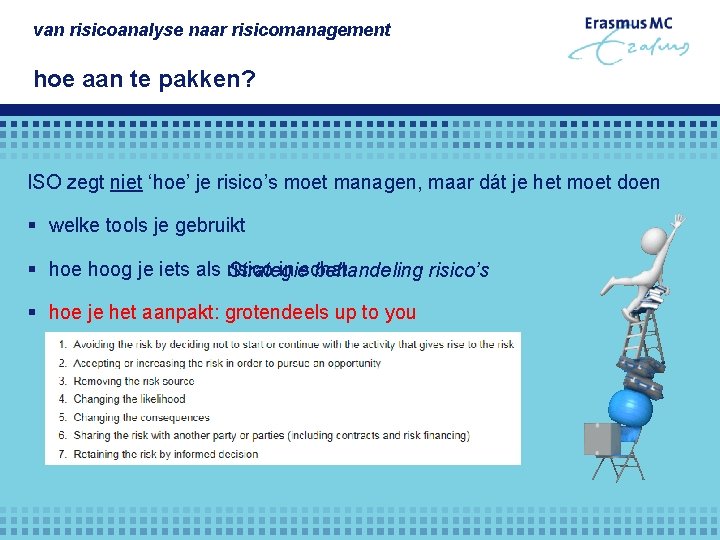 van risicoanalyse naar risicomanagement hoe aan te pakken? ISO zegt niet ‘hoe’ je risico’s