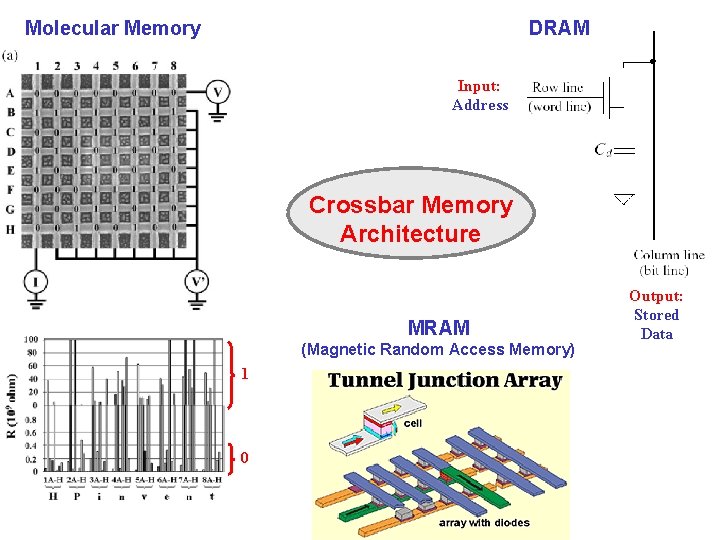 Molecular Memory DRAM Input: Address Crossbar Memory Architecture MRAM (Magnetic Random Access Memory) 1